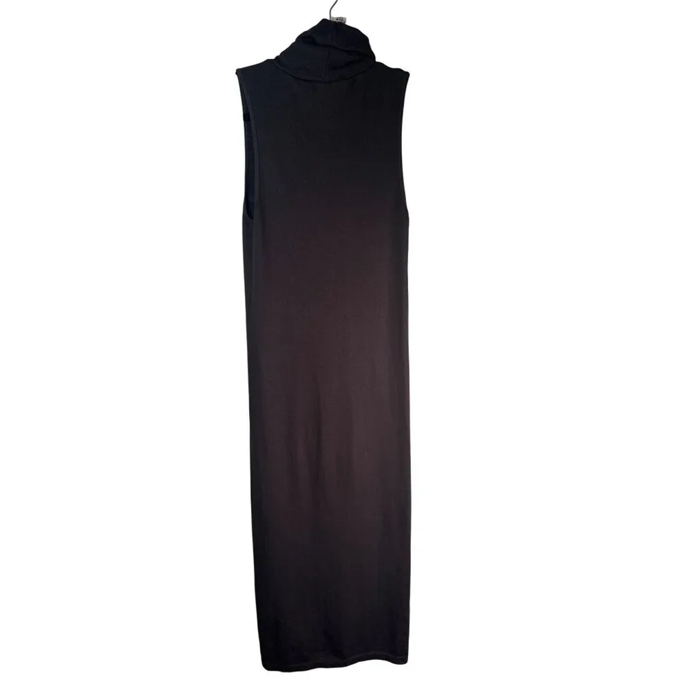 ZARA Sleek Deep Small Brown Turtleneck Midi Bodycon Dress Stretch Fabric - Picture 8 of 14